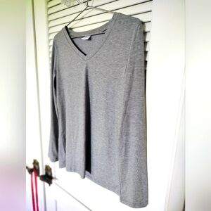 Xieerduo Gray V-Neck Long Sleeve Women's Top Size Medium